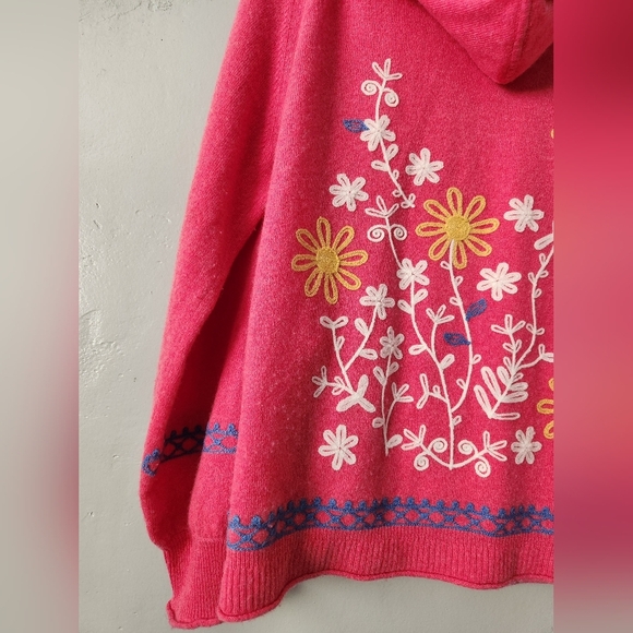 Johnny Was Ryan Wool Cashmere Blend Zip Up Embroidered Hooded Sweater Medium - Picture 7 of 10